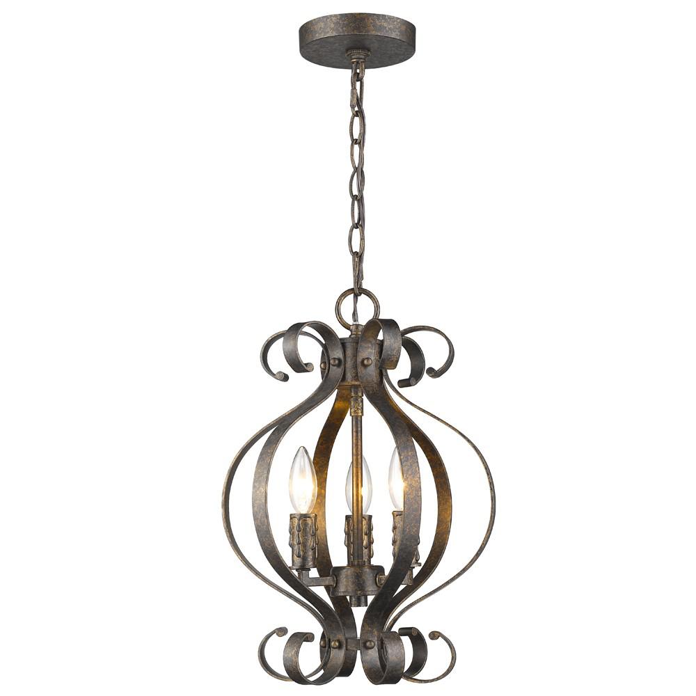 Lydia 3-Light Russet Chandelier With Melted Wax Tapers. Picture 1