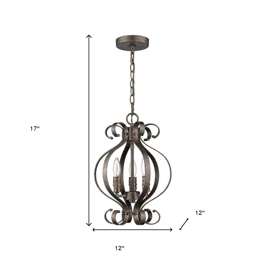 Lydia 3-Light Russet Chandelier With Melted Wax Tapers. Picture 4