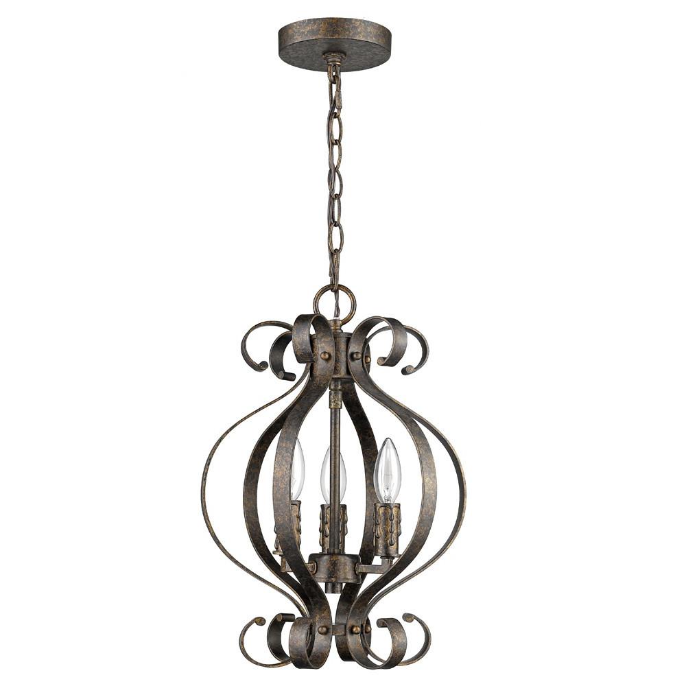 Lydia 3-Light Russet Chandelier With Melted Wax Tapers. Picture 3