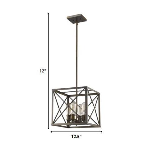 Brooklyn 4-Light Oil-Rubbed Bronze Pendant With Metal Framework Shade. Picture 5
