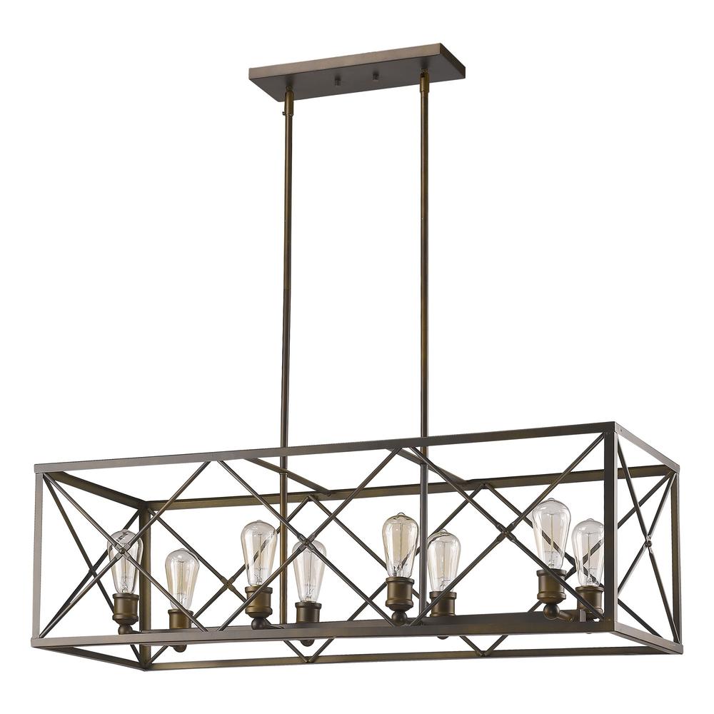 Brooklyn 8-Light Oil-Rubbed Bronze Island Pendant With Metal Framework Shade. Picture 1