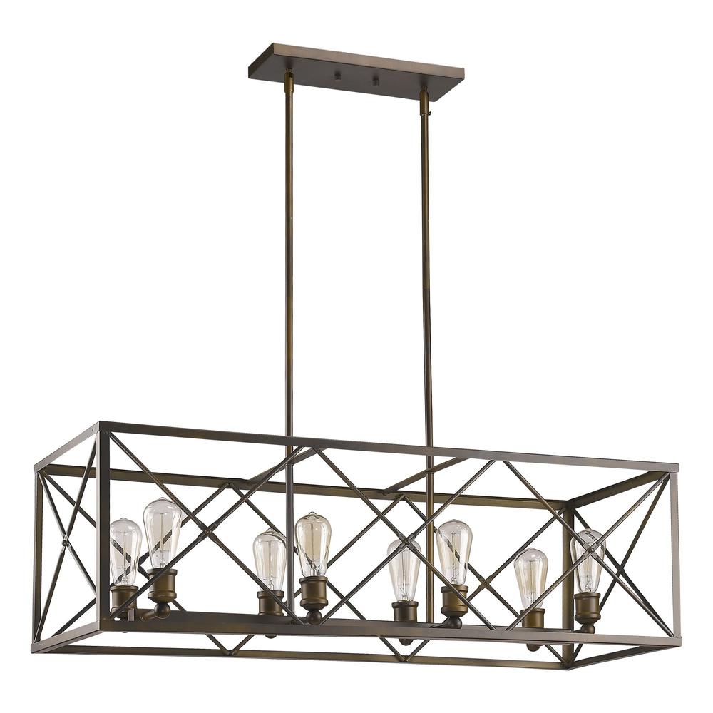 Brooklyn 8-Light Oil-Rubbed Bronze Island Pendant With Metal Framework Shade. Picture 2