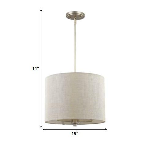 Daria 3-Light Washed Gold Pendant With Washed Gold And White Drum Shade. Picture 5