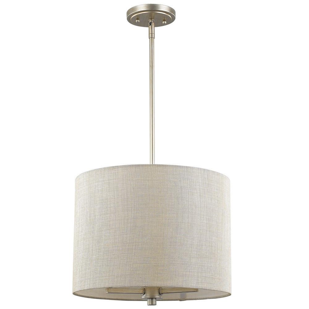 Daria 3-Light Washed Gold Pendant With Washed Gold And White Drum Shade. Picture 2