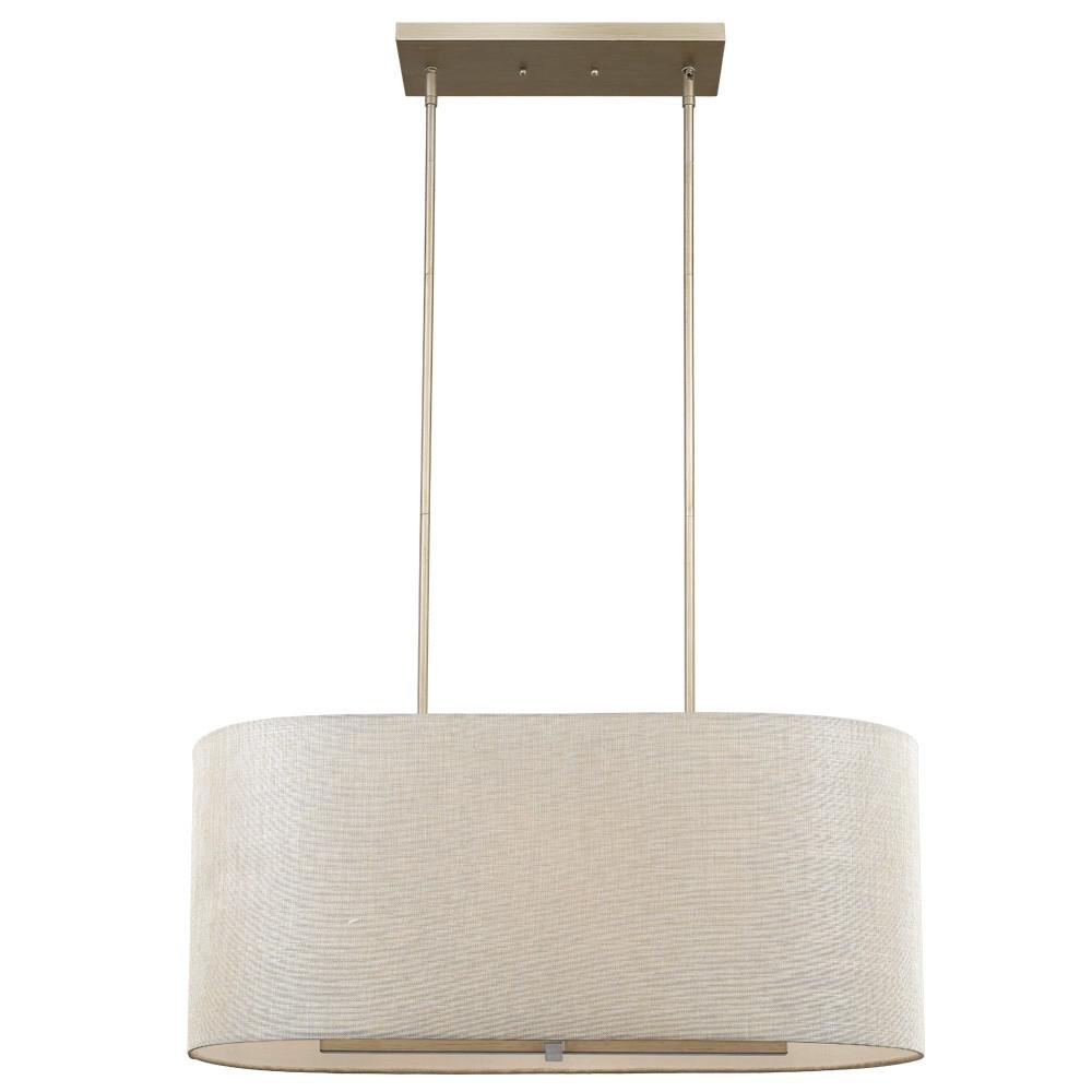 Daria 6-Light Washed Gold Island Pendant With Washed Gold And White Shade. Picture 1