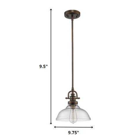 Antique Bronze Hanging Light with Glass Dome Shade. Picture 5