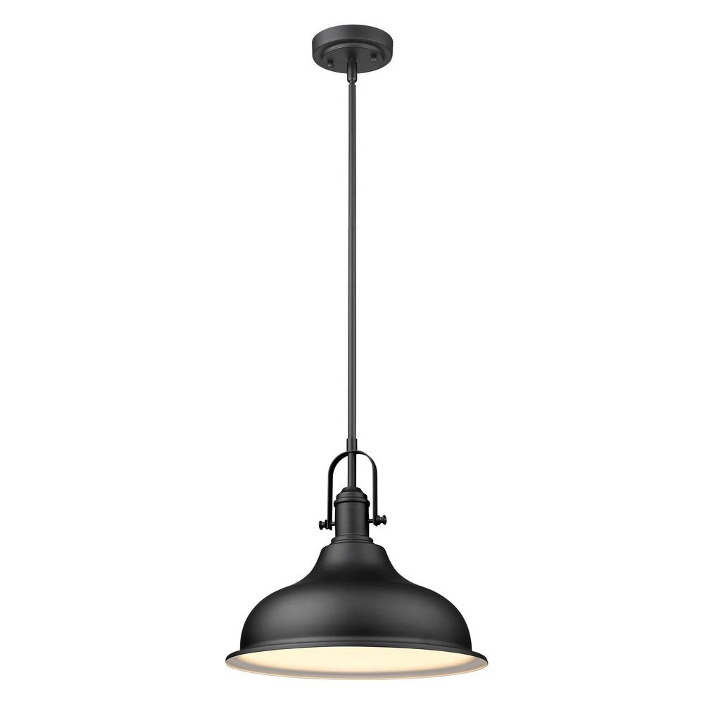 Matte Black Hanging Light with Dome Shade. Picture 2