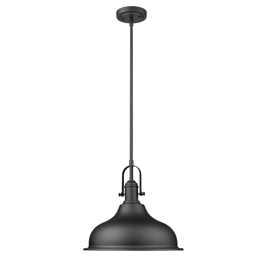 Matte Black Hanging Light with Dome Shade. Picture 3