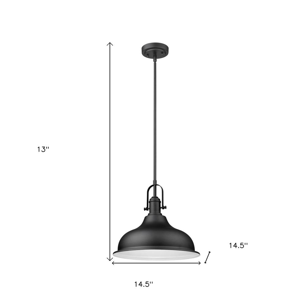 Matte Black Hanging Light with Dome Shade. Picture 4