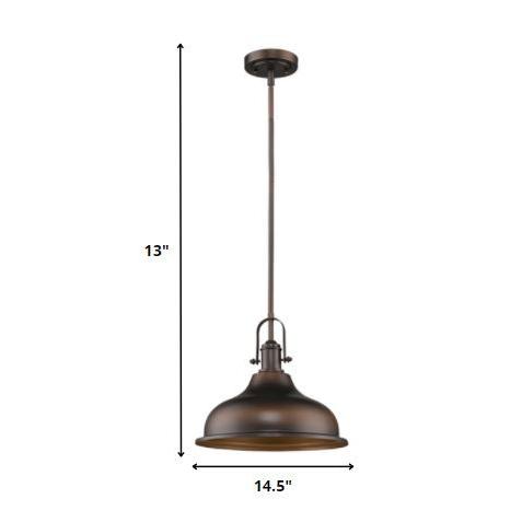 Antique Bronze Hanging Light with Dome Shade. Picture 5
