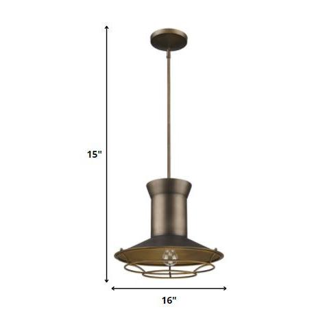 Newport 1-Light Tin Coated Pendant With Raw Brass Interior Shade And Louver. Picture 5