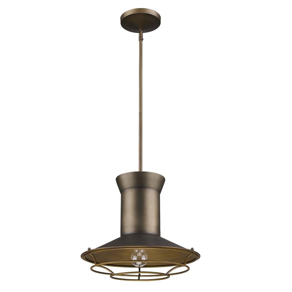 Newport 1-Light Tin Coated Pendant With Raw Brass Interior Shade And Louver. Picture 2