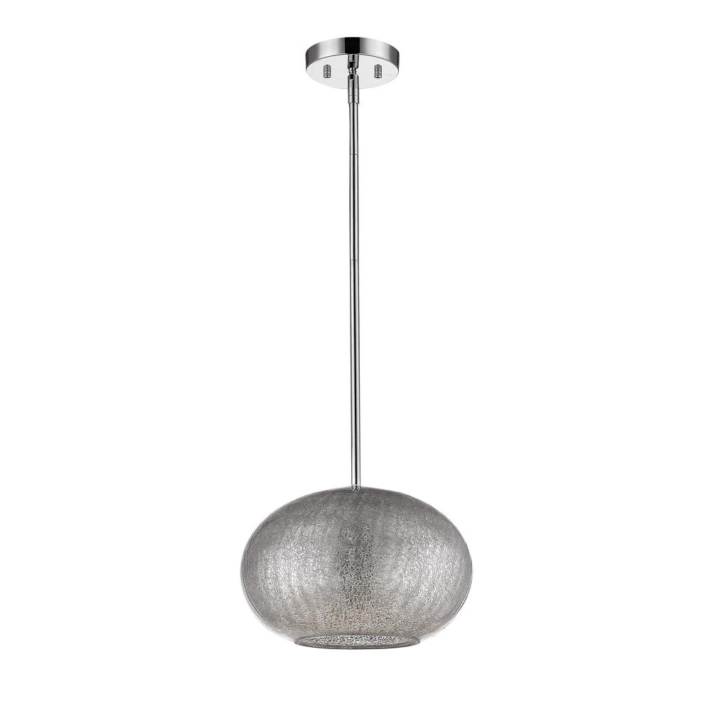Brielle 1-Light Polished Nickel Pendant With Textured Glass Shade. Picture 1