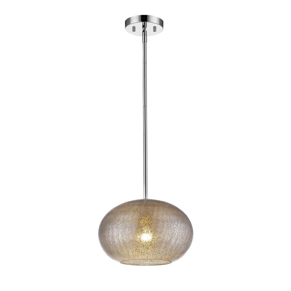Brielle 1-Light Polished Nickel Pendant With Textured Glass Shade. Picture 2