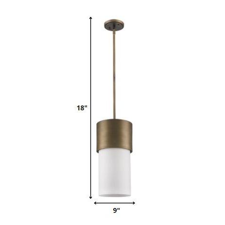 Midtown 1-Light Raw Brass Pendant With Frosted Glass Shade. Picture 5