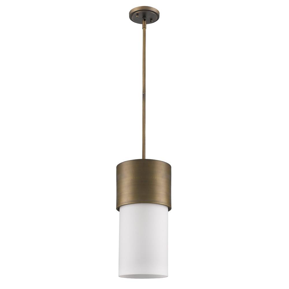 Midtown 1-Light Raw Brass Pendant With Frosted Glass Shade. Picture 2