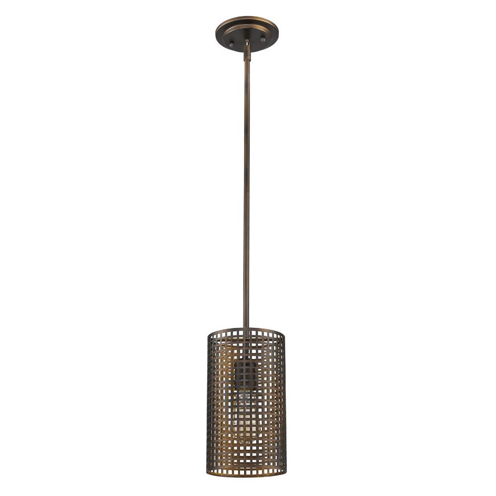 Bronze Metal Hanging Light with Mesh Shade. Picture 2