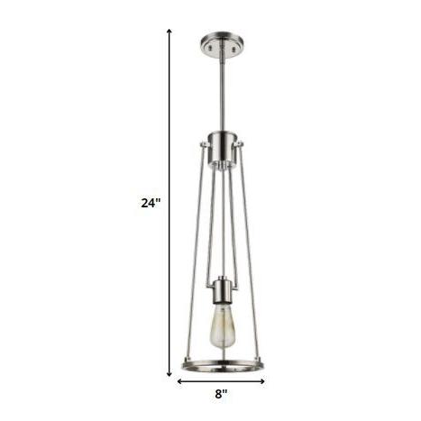 Jade 1-Light Polished Nickel Pendant With Vertical Structural Frames. Picture 5