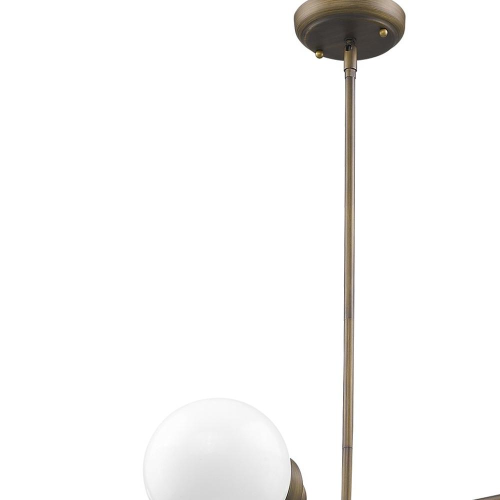Portsmith 4-Light Raw Brass Island Pendant With White Globe Shades. Picture 3
