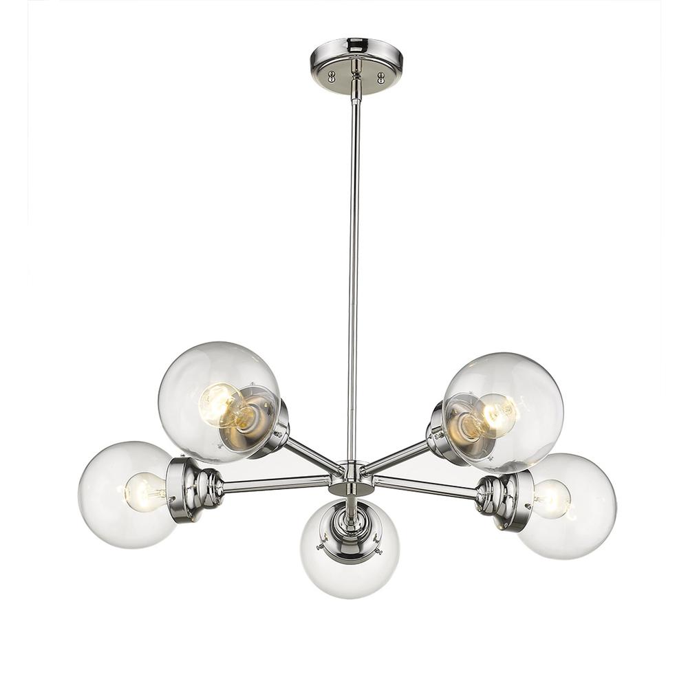 Portsmith 5-Light Polished Nickel Chandelier. Picture 3
