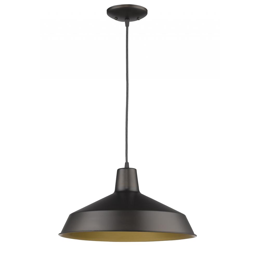 Industrial Brushed Bronze Hanging Light. Picture 1