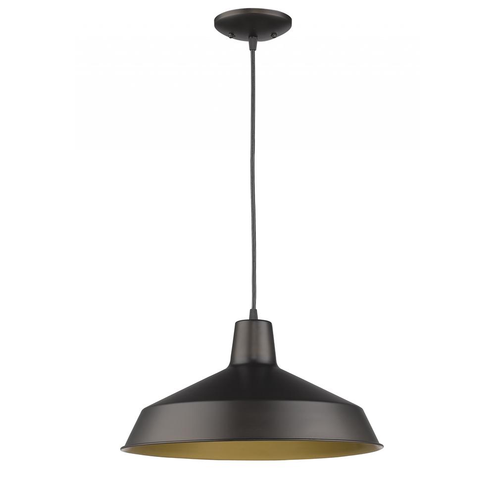 Industrial Brushed Bronze Hanging Light. Picture 2