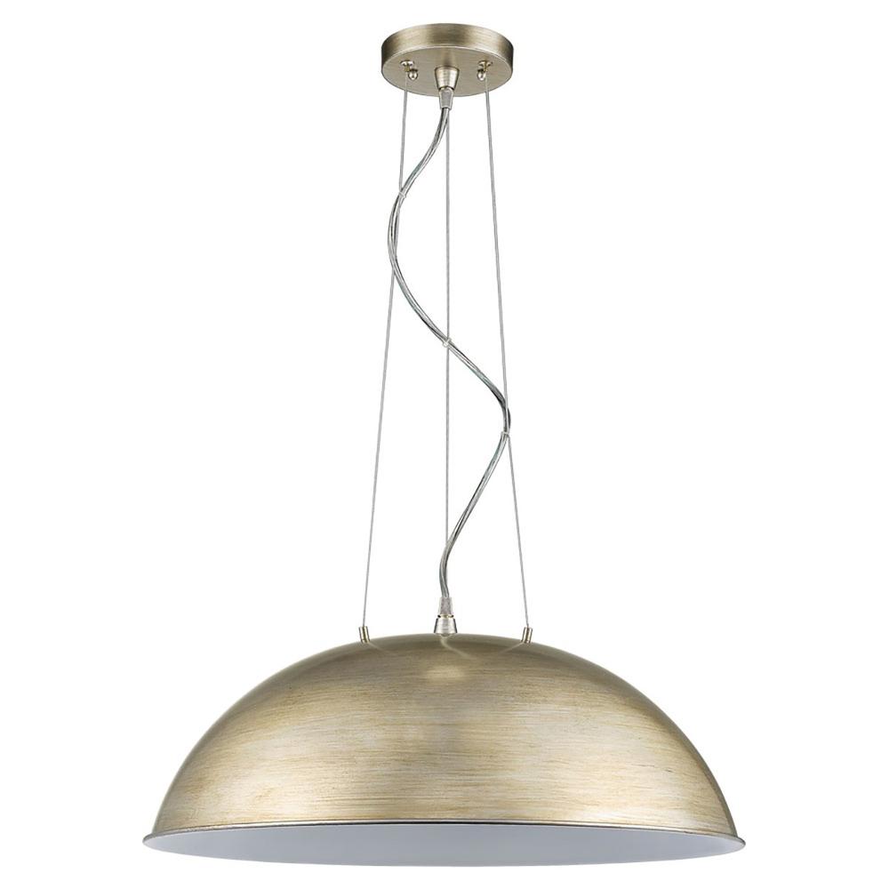 Layla 1-Light Washed Gold Bowl Pendant With Gloss White Interior Shade. Picture 1