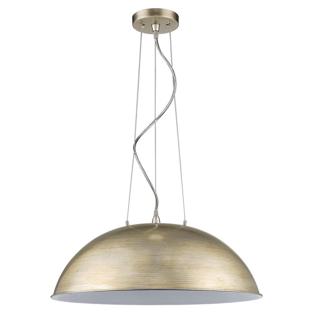 Layla 1-Light Washed Gold Bowl Pendant With Gloss White Interior Shade. Picture 2