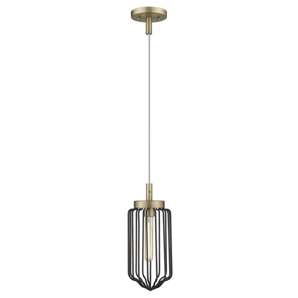 Gold and Black Metal Cage Pendant Hanging Light. Picture 4