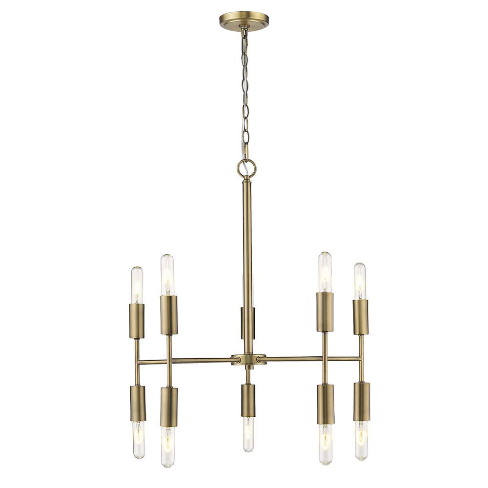 Perret 10-Light Aged Brass Chandelier. Picture 2