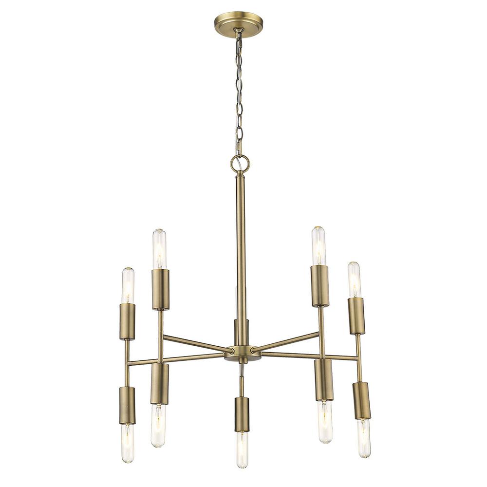 Perret 10-Light Aged Brass Chandelier. Picture 3