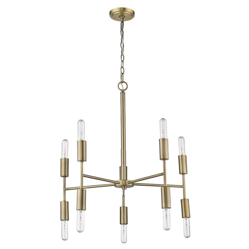 Perret 10-Light Aged Brass Chandelier. Picture 4