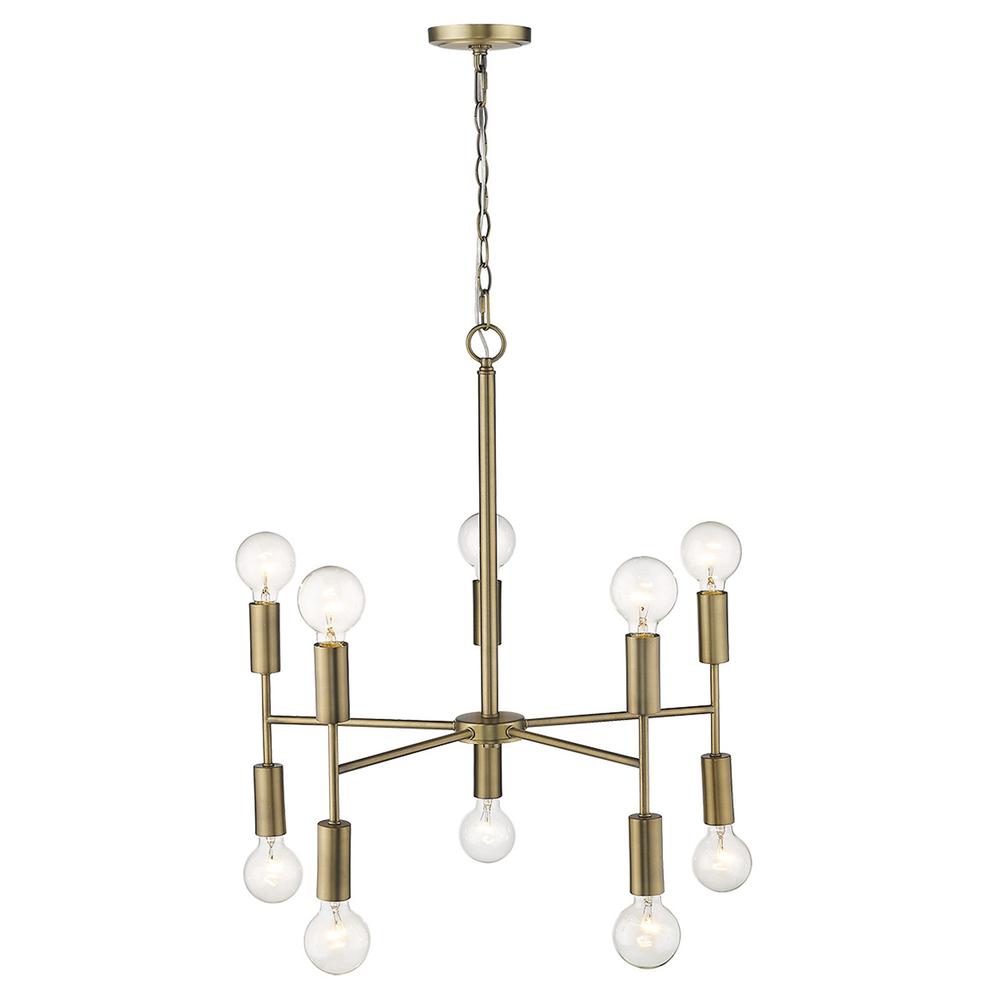 Perret 10-Light Aged Brass Chandelier. Picture 6