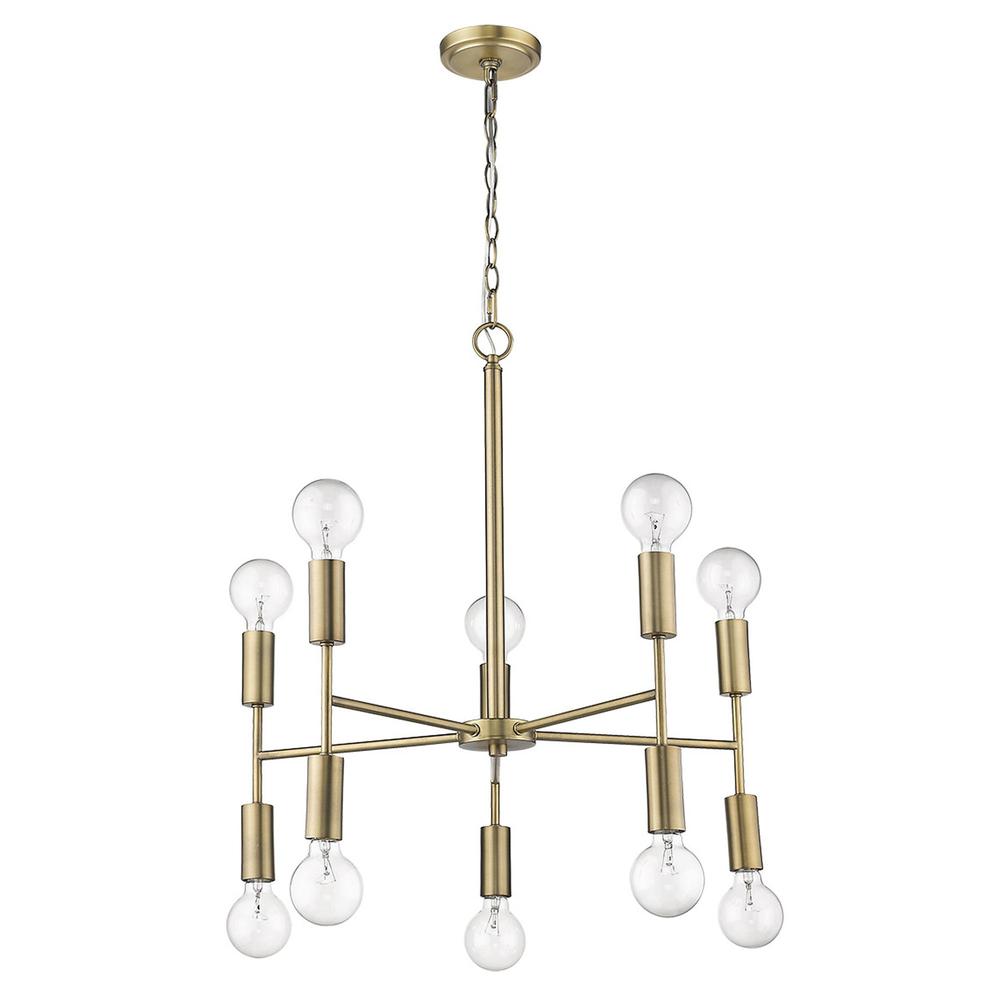 Perret 10-Light Aged Brass Chandelier. Picture 9