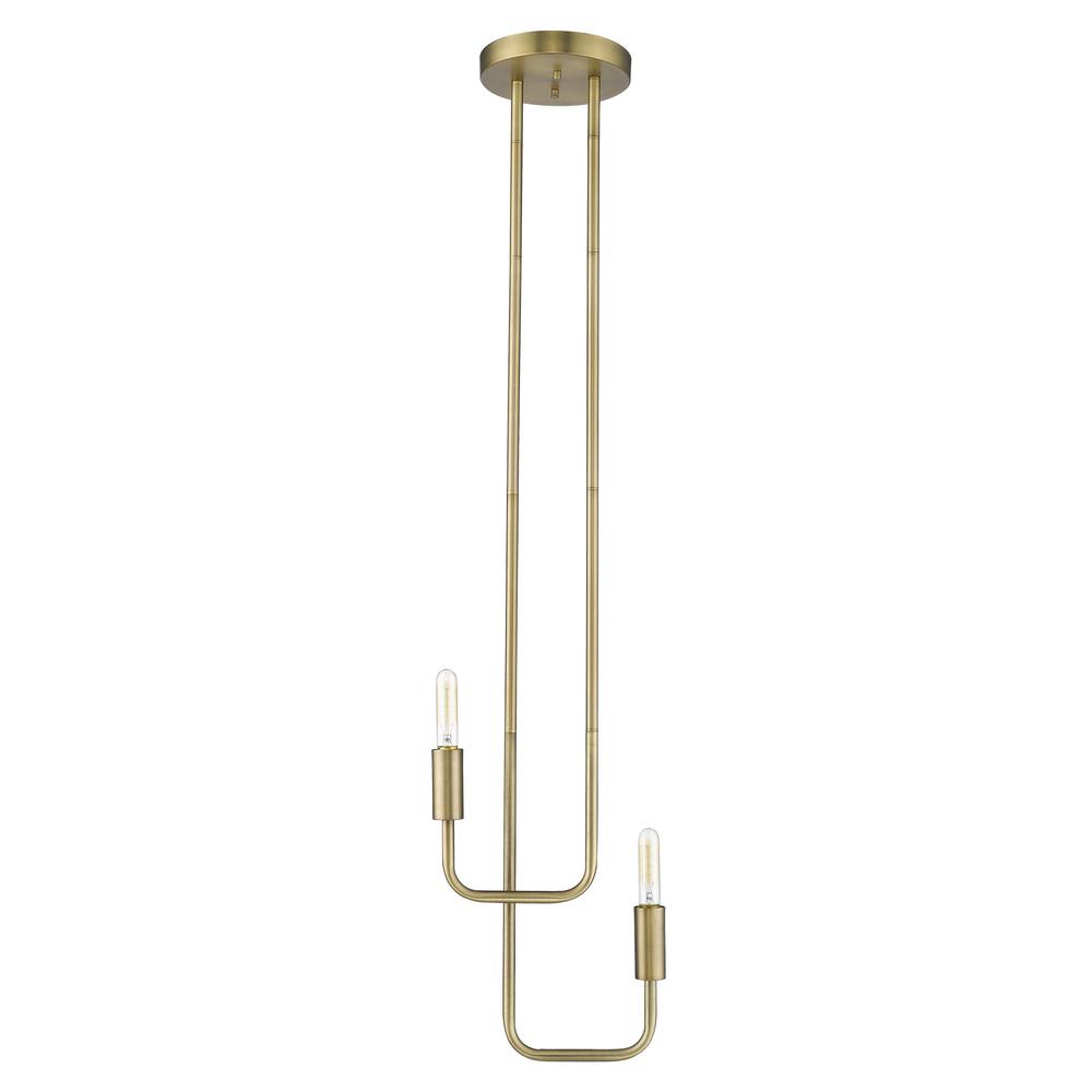 Perret 2-Light Aged Brass Pendant. Picture 1