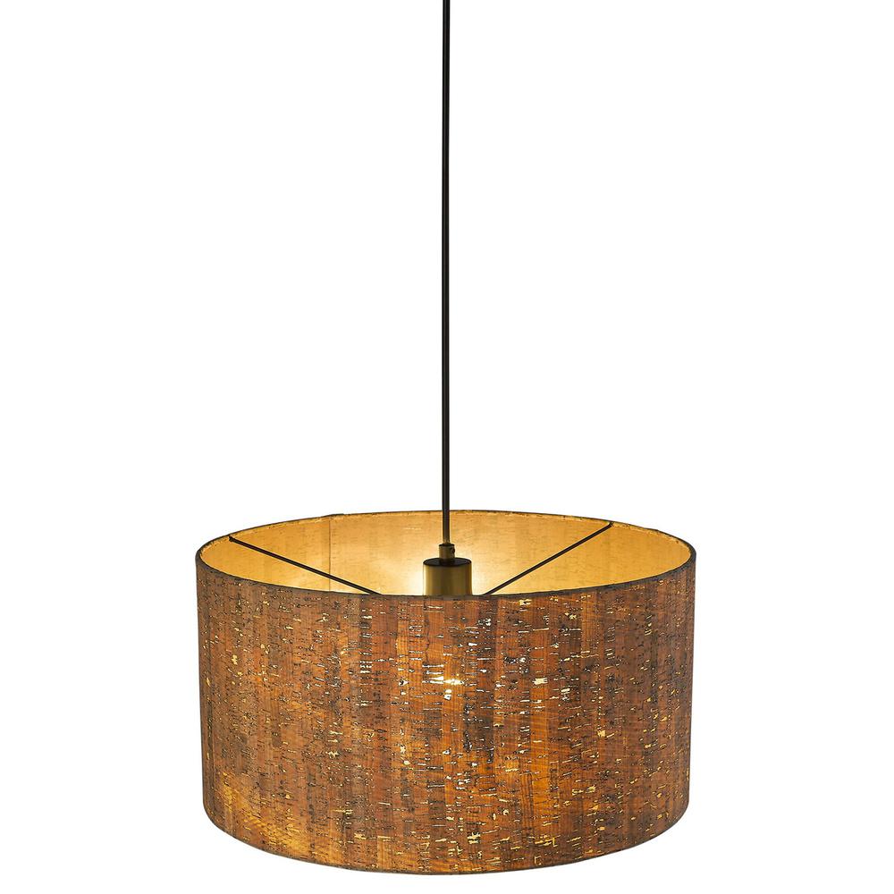 Matte Black Cork Shade Modern One Light Hanging Pendent Lamp. Picture 3