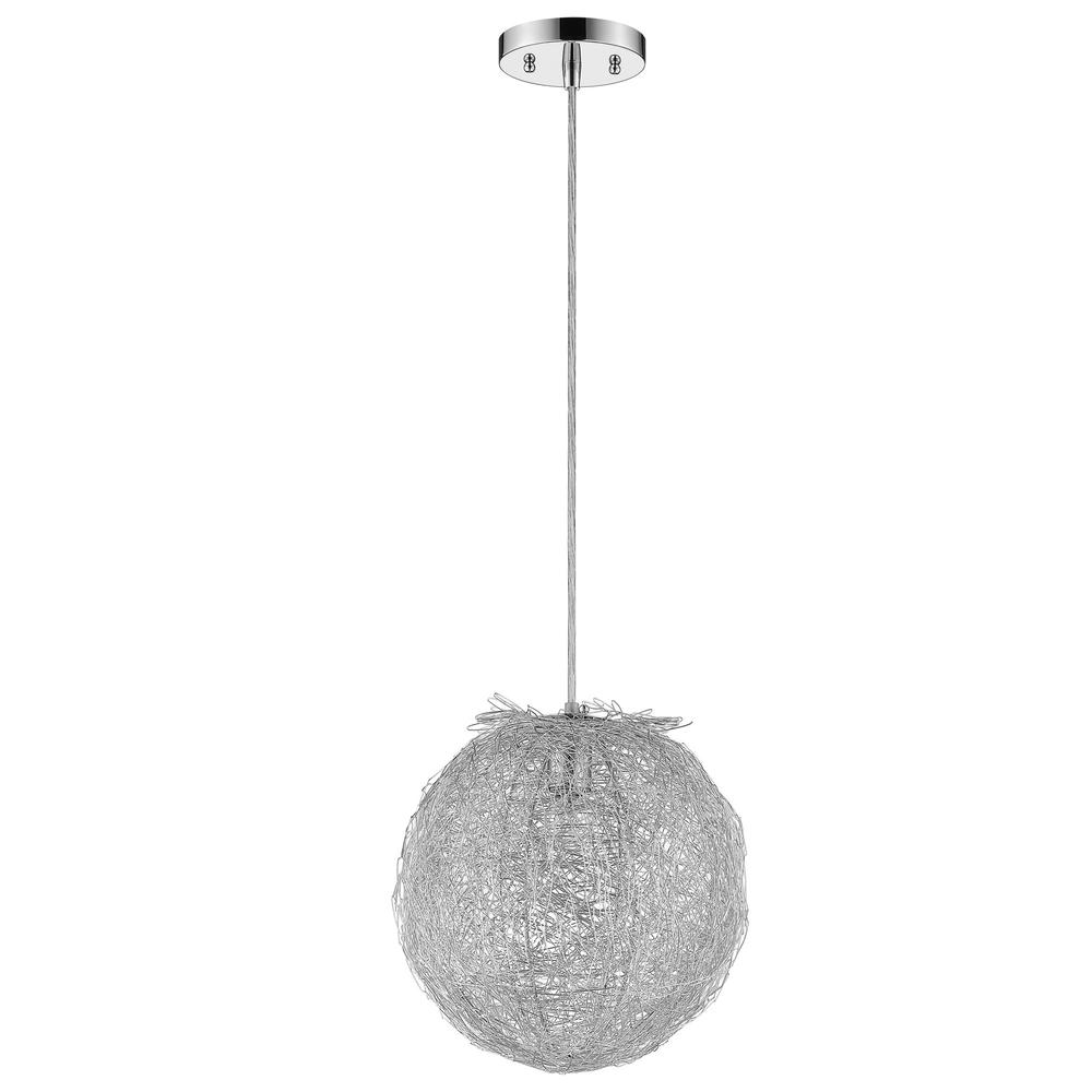 Contemporary Silver Globe Pendant Hanging Light. Picture 1