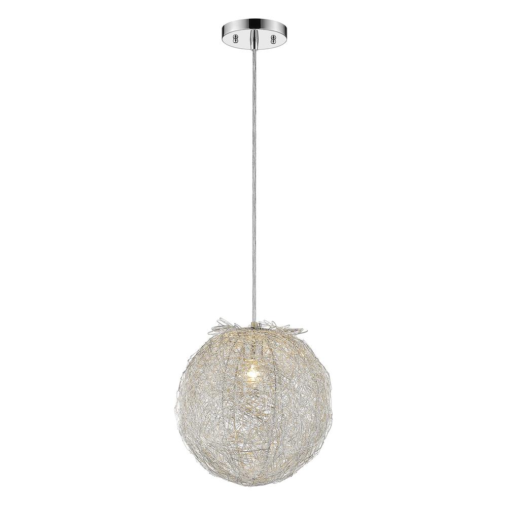 Contemporary Silver Globe Pendant Hanging Light. Picture 2