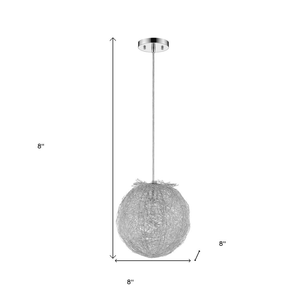 Contemporary Silver Globe Pendant Hanging Light. Picture 4