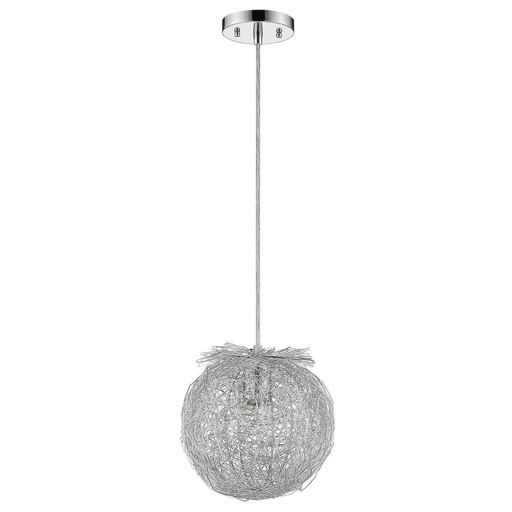 Distratto 1-Light Polished Chrome Pendant Enmeshed Aluminum Wire Shade (12"). Picture 1