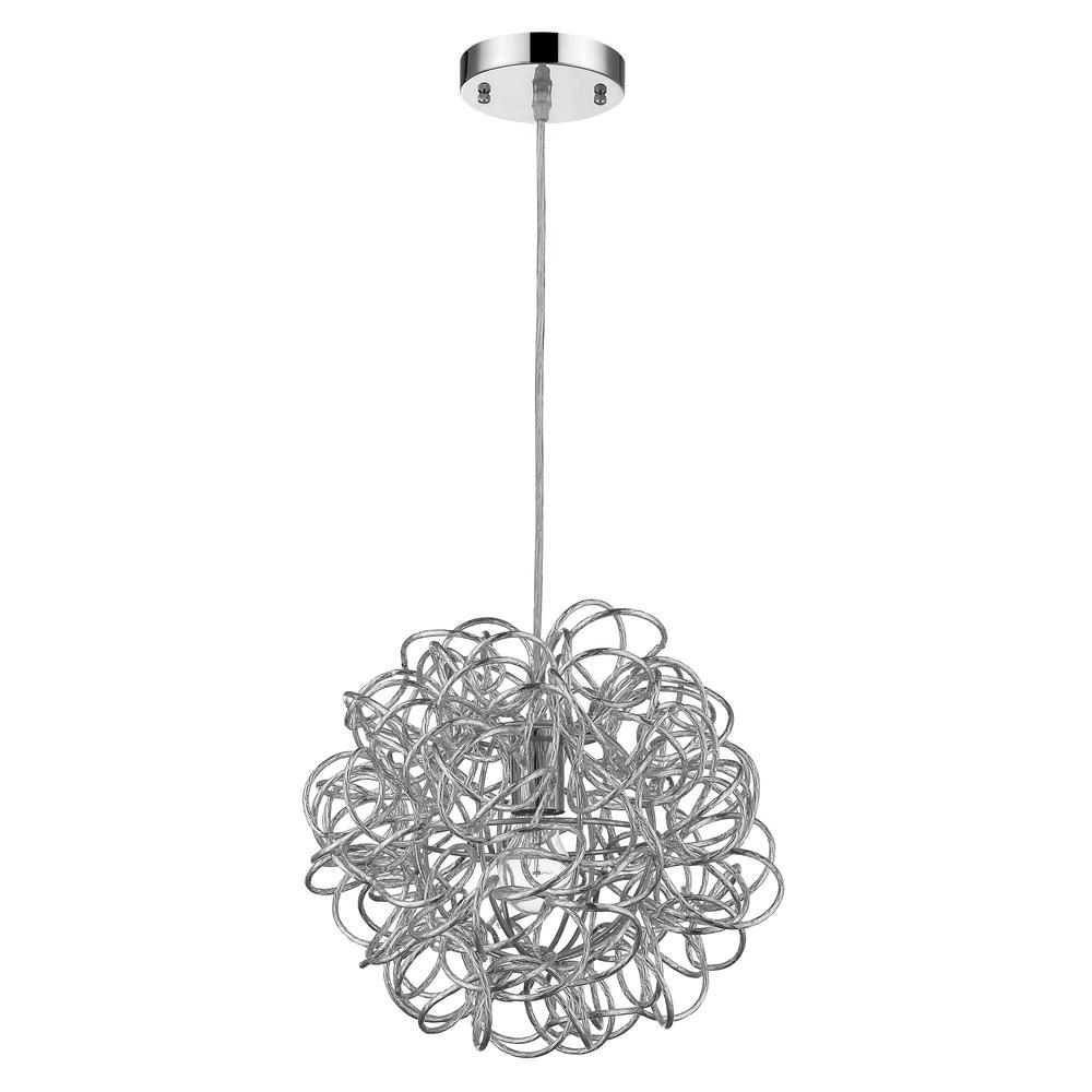 Mingle 1-Light Polished Chrome Pendant With Faceted Chrome Aluminum Wire Shade. Picture 1