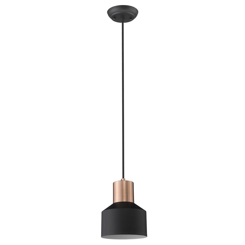 Matte Black and Rose Gold Pendant Hanging Light. Picture 1