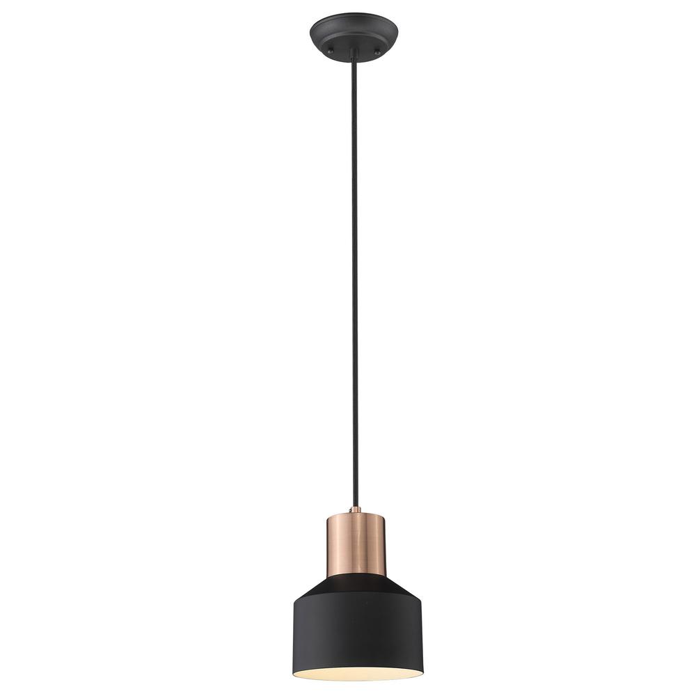 Matte Black and Rose Gold Pendant Hanging Light. Picture 2