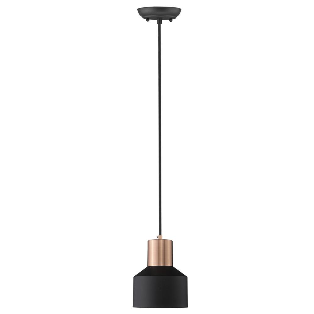 Matte Black and Rose Gold Pendant Hanging Light. Picture 3