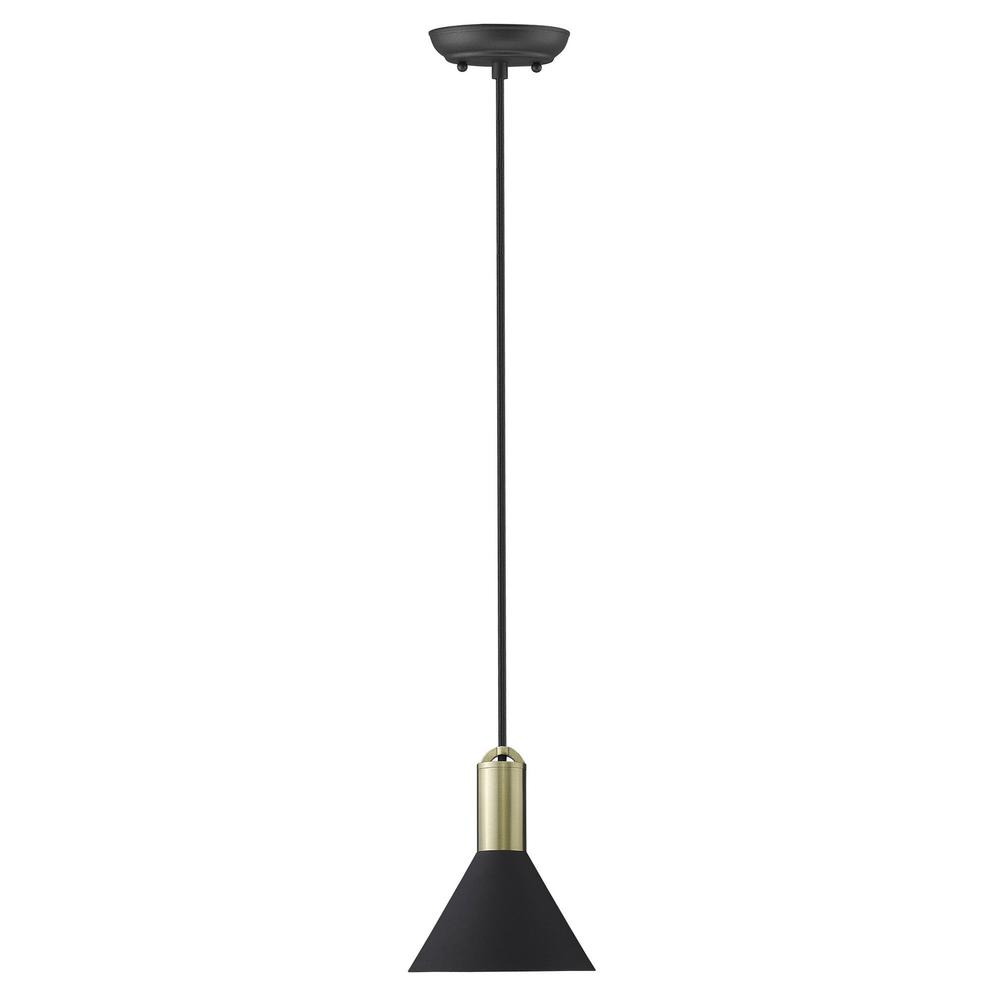 Matte Black and Gold Conical Pendant Hanging Light. Picture 3