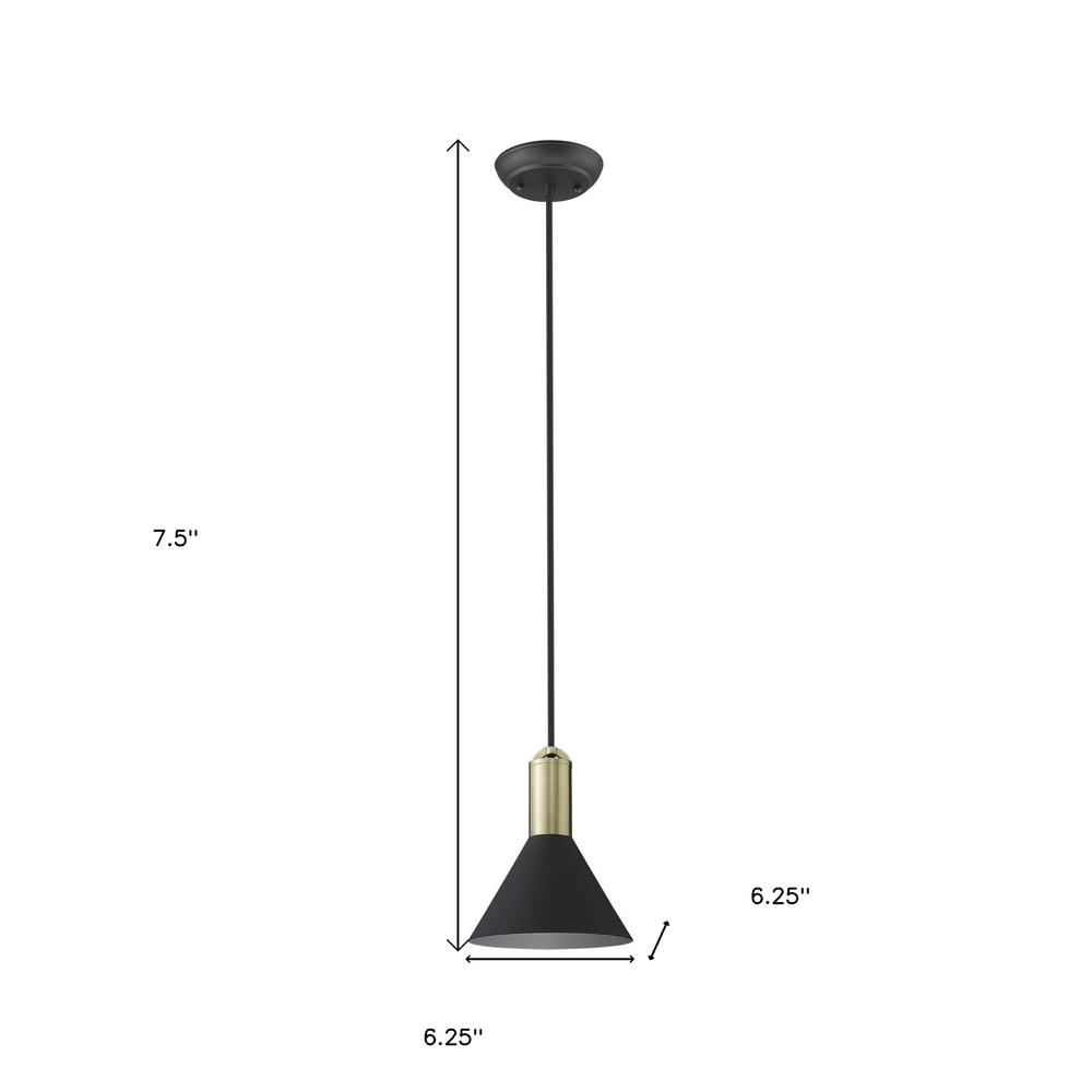Matte Black and Gold Conical Pendant Hanging Light. Picture 5
