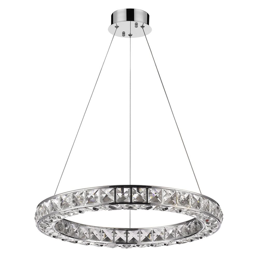 Silver Faux Crystal Bling Ring LED Hanging Light. Picture 1