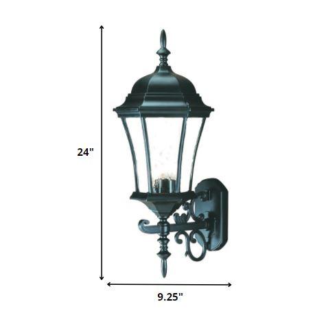 Matte Black Ornamental Carousel Lantern Wall Light. Picture 5