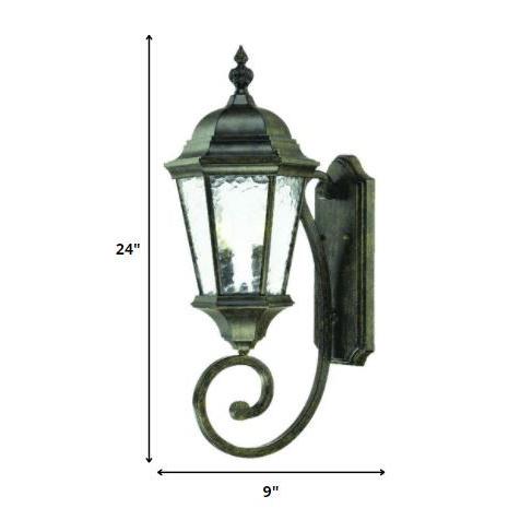 Two Light Antique Black Carousel Lantern Wall Light. Picture 5