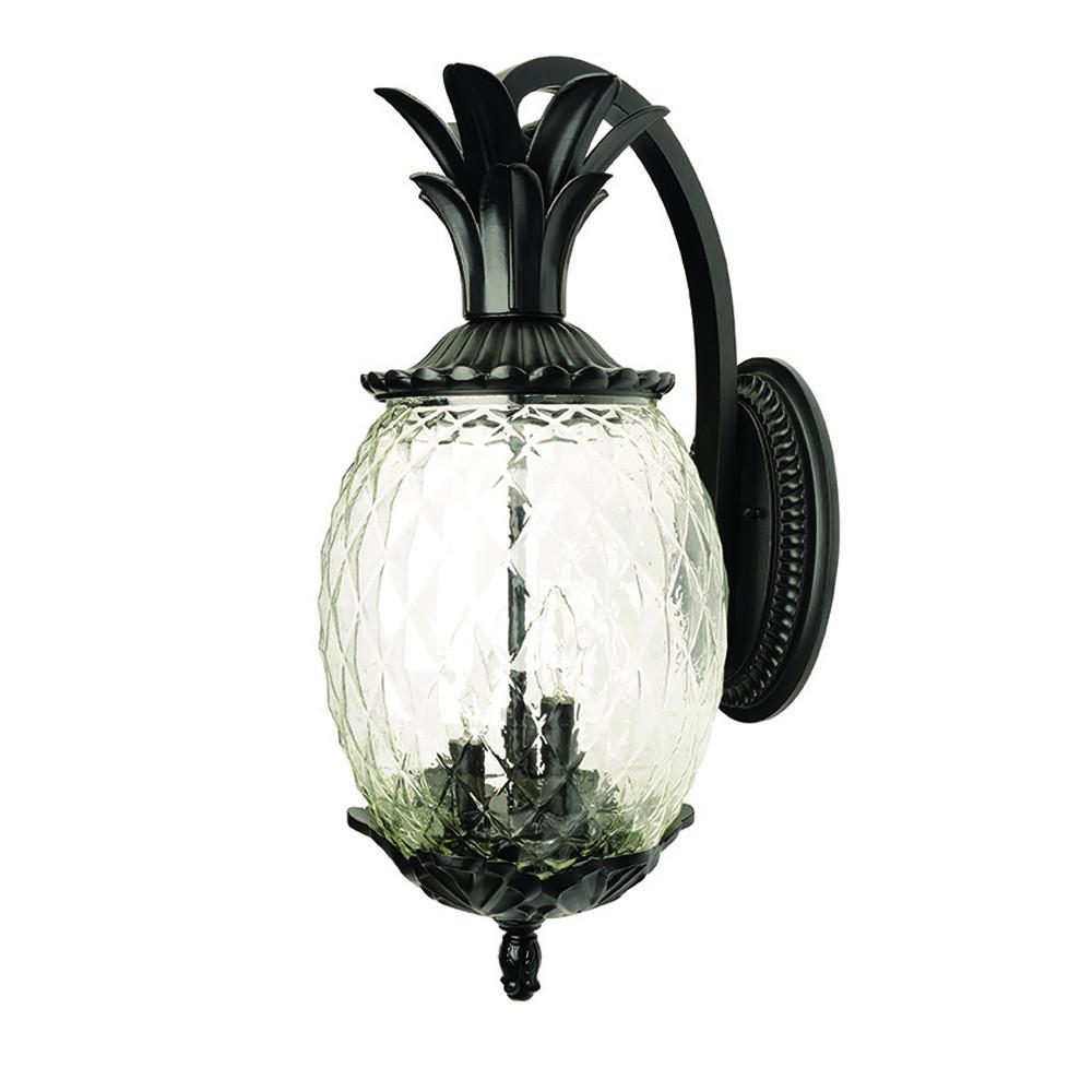 Matte Black Hanging Pineapple Wall Light. Picture 1